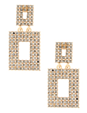 Aretes Largos Rectangulares Parfois Con Acabado Pavé