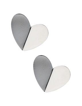 Aretes Cortos De Corazón Parfois Con Acabado Plateado