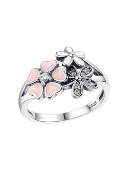 Anillo De Flor Ame Jewelry P925 De Plata Zirconia