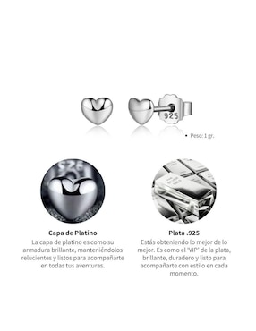 Broqueles de corazón Chulada de plata P 925 con acabado brillante