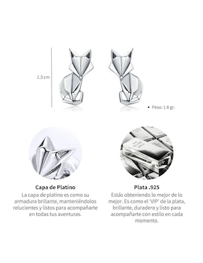 Broqueles de zorro Chulada Nature de plata P 925 con acabado brillante