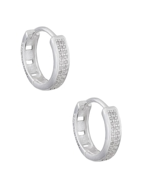 Aretes redondos Unlimited By Ob de plata P 925 con acabado plateado zirconia
