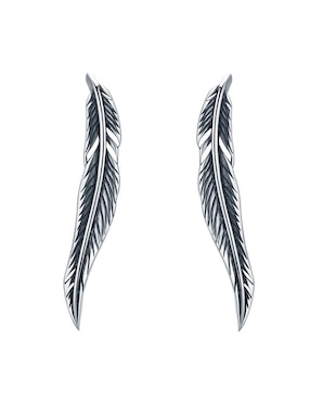 Aretes Largos De Pluma Chulada Nature De Plata P925 Con Acabado Pulido