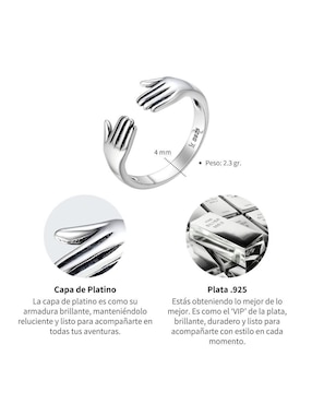 Anillo de mano Chulada Beauty P 925 de plata brillante