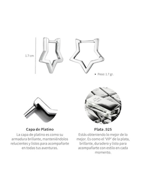 Arracadas de estrella Chulada Beauty de plata P 925 con acabado brillante