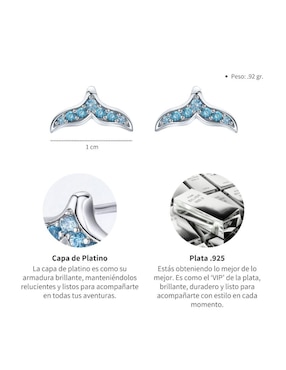 Broqueles de pez Chulada Nature de plata P 925 con acabado pavé circonita