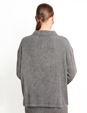 Playera manga larga Parfois cuello camisero para mujer