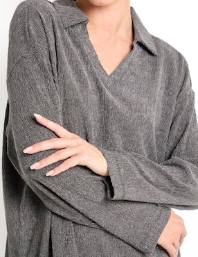 Playera manga larga Parfois cuello camisero para mujer