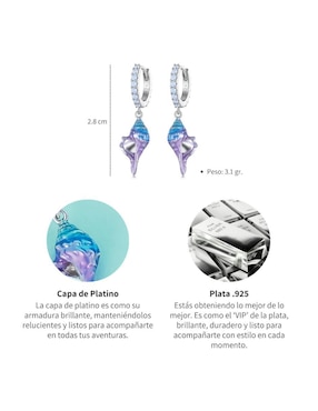 Arracadas de caracol Chulada Nature de plata P 925 con acabado brillante