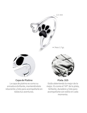 Anillo de corazón Chulada Pets P 925 de plata brillante
