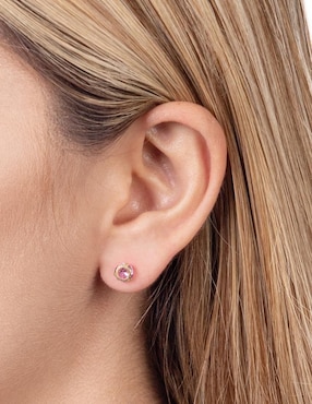 Broqueles redondos Lenna de oro con acabado brillante zirconia