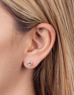 Broqueles redondos Lenna de oro con acabado brillante zirconia