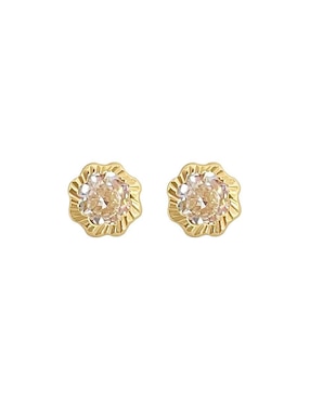 Broqueles de flor Lenna de oro con acabado diamantado zirconia