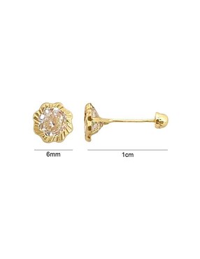Broqueles de flor Lenna de oro con acabado diamantado zirconia