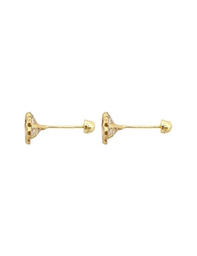 Broqueles de flor Lenna de oro con acabado diamantado zirconia