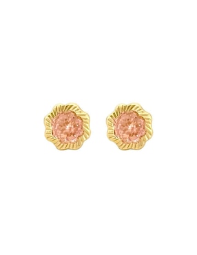 Broqueles de flor Lenna de oro con acabado diamantado zirconia