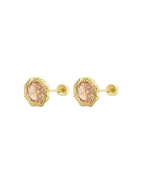Broqueles de flor Lenna de oro con acabado diamantado zirconia