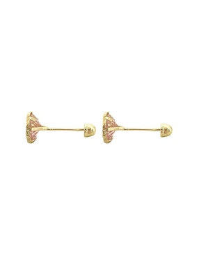 Broqueles de flor Lenna de oro con acabado diamantado zirconia