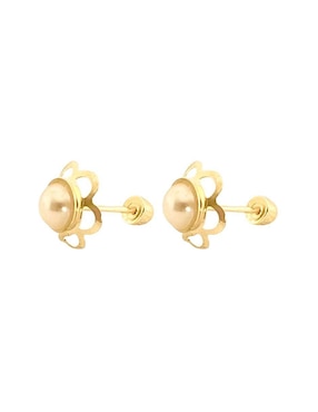 Broqueles de flor Lenna de oro perla