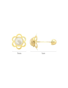 Broqueles de flor Lenna de oro perla