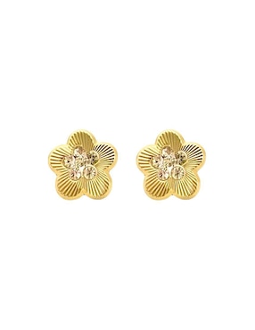 Broqueles de flor Lenna de oro con acabado brillante zirconia