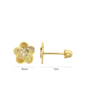 Broqueles de flor Lenna de oro con acabado brillante zirconia