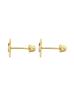 Broqueles de flor Lenna de oro con acabado brillante zirconia