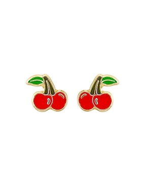 Broqueles de cereza Lenna de oro con acabado esmaltado