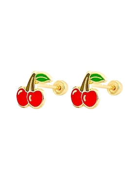 Broqueles de cereza Lenna de oro con acabado esmaltado