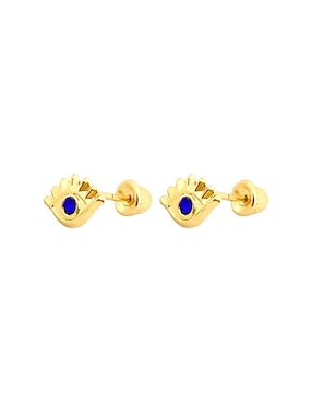 Broqueles de ojo turco Lenna de oro con acabado brillante zirconia