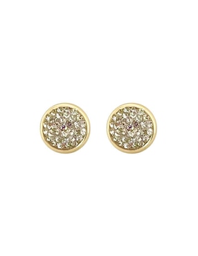 Broqueles redondos Lenna de oro con acabado brillante zirconia
