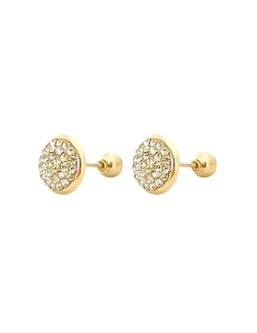 Broqueles redondos Lenna de oro con acabado brillante zirconia