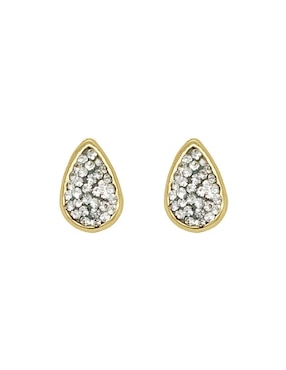 Broqueles de gota Lenna de oro con acabado brillante zirconia