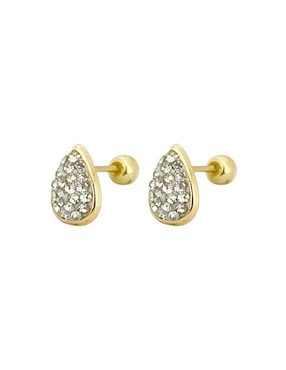Broqueles de gota Lenna de oro con acabado brillante zirconia