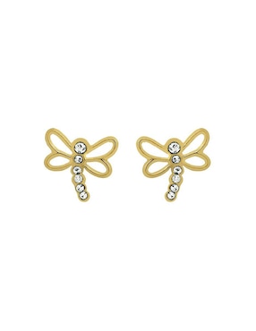 Broqueles de libélula Lenna de oro con acabado brillante zirconia