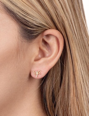 Broqueles de libélula Lenna de oro con acabado brillante zirconia