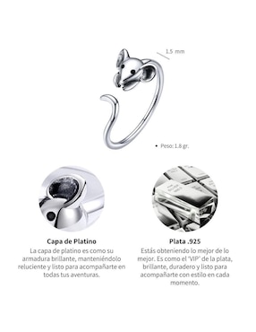 Anillo de ratón Chulada Nature P 925 de plata brillante