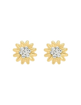 Broqueles de flor Lenna de oro con acabado brillante zirconia