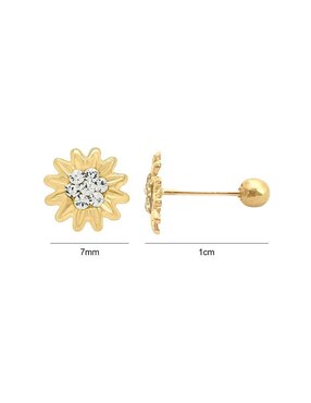 Broqueles de flor Lenna de oro con acabado brillante zirconia