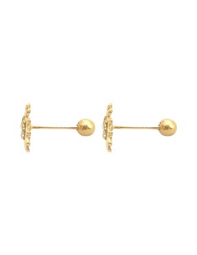 Broqueles de flor Lenna de oro con acabado brillante zirconia