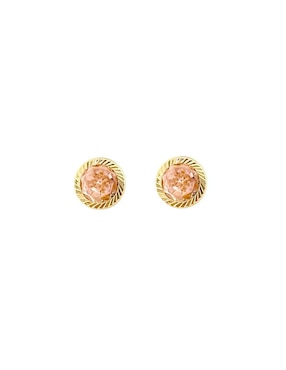 Broqueles redondos Lenna de oro con acabado diamantado zirconia