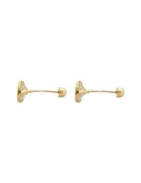 Broqueles redondos Lenna de oro con acabado diamantado zirconia