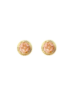 Broqueles redondos Lenna de oro con acabado diamantado zirconia