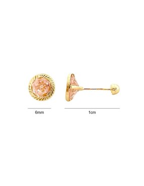 Broqueles redondos Lenna de oro con acabado diamantado zirconia