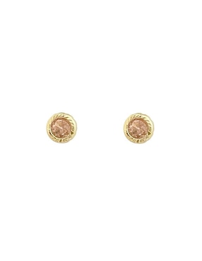 Broqueles redondos Lenna de oro con acabado diamantado zirconia
