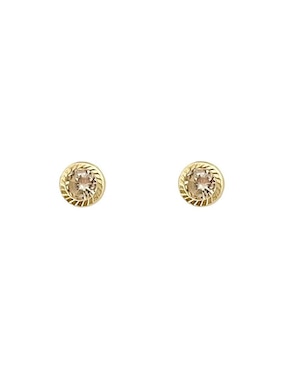 Broqueles redondos Lenna de oro con acabado diamantado zirconia