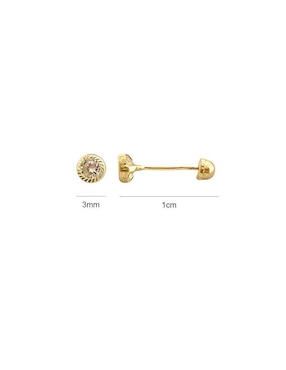 Broqueles redondos Lenna de oro con acabado diamantado zirconia