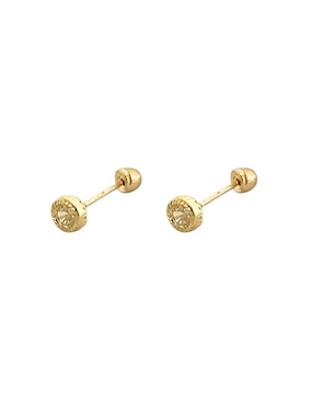 Broqueles redondos Lenna de oro con acabado diamantado zirconia