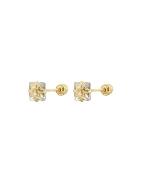 Broqueles cuadrados Lenna de oro con acabado brillante zirconia