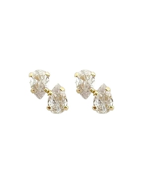 Broqueles de gota Lenna de oro con acabado brillante zirconia